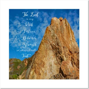 Psalm 18:2 - The Lord is my rock fortress deliverer strength in whom I will trust - Bible Verse Scripture Posters and Art